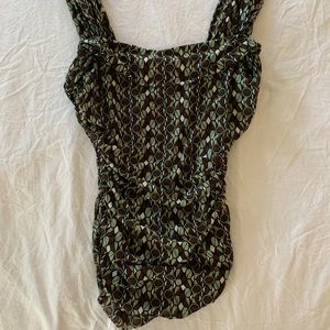 VINTAGE PATTERNED SLEEVELESS BLOUSE